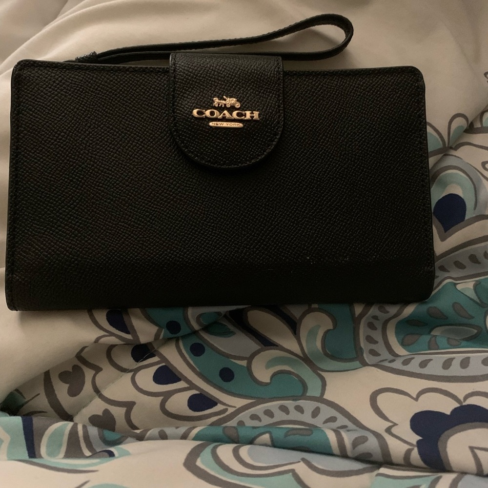 Coach Tech Wallet. Black with Gold Hardware only used once